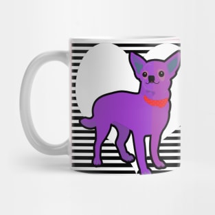 Purple Chihuahua and White Heart Mug